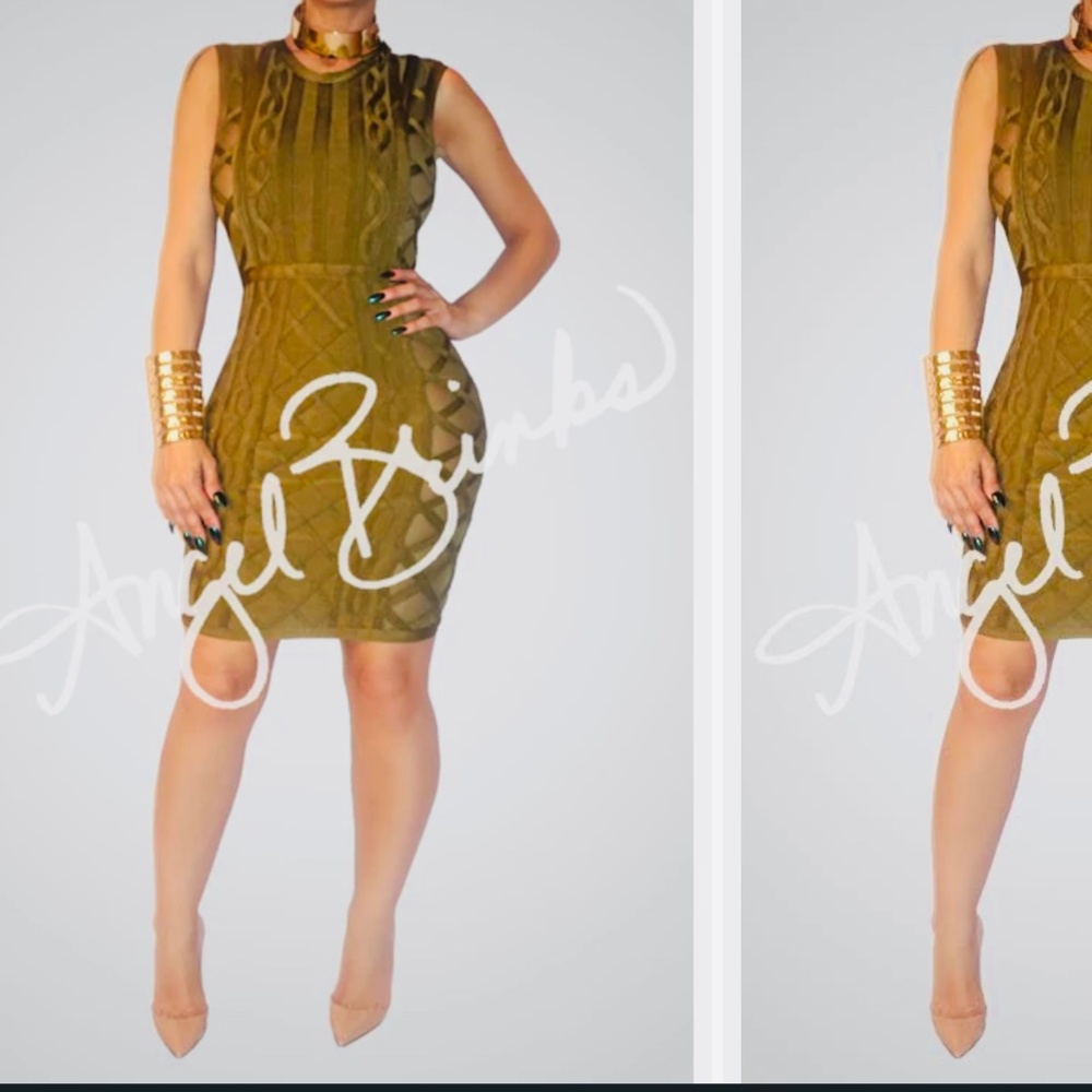 Angel Brinks Olive Green Bandage Dress